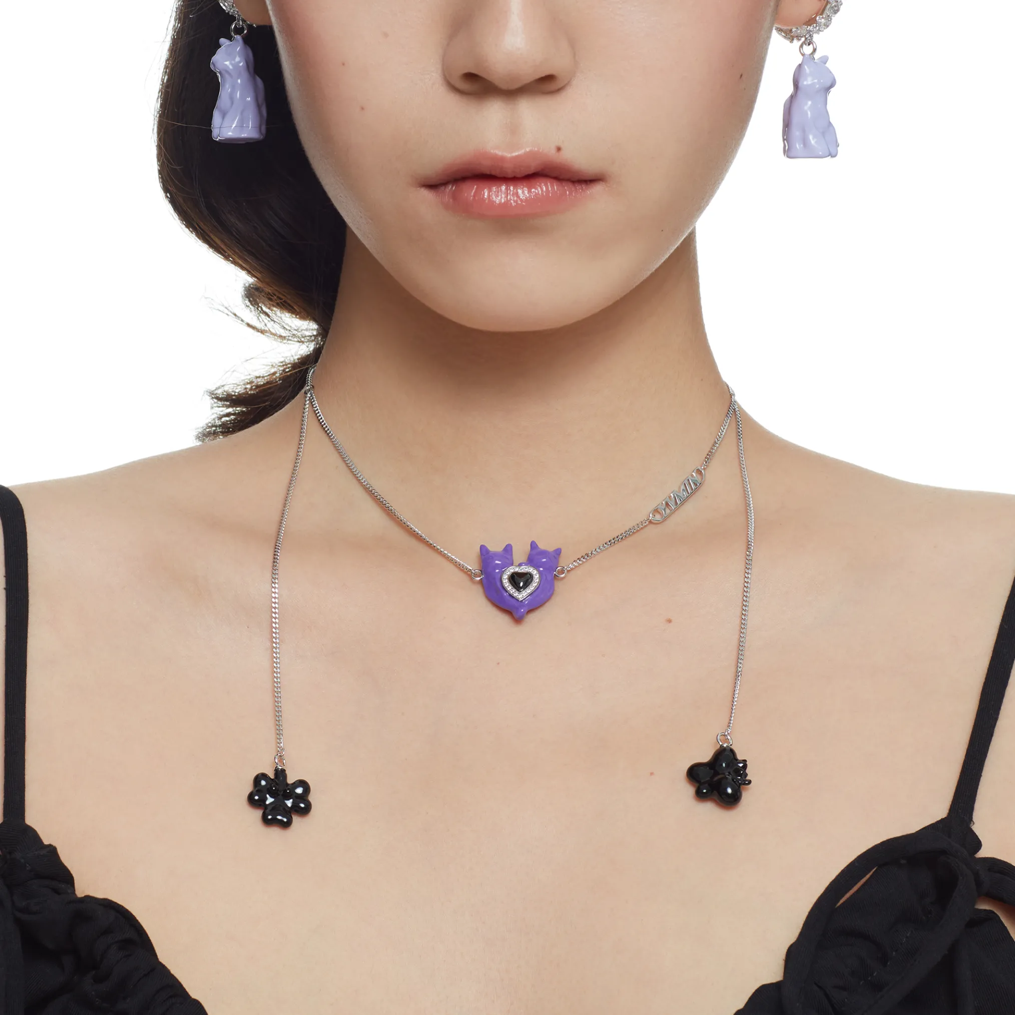 Electric Girl / Kitties Heart Necklace