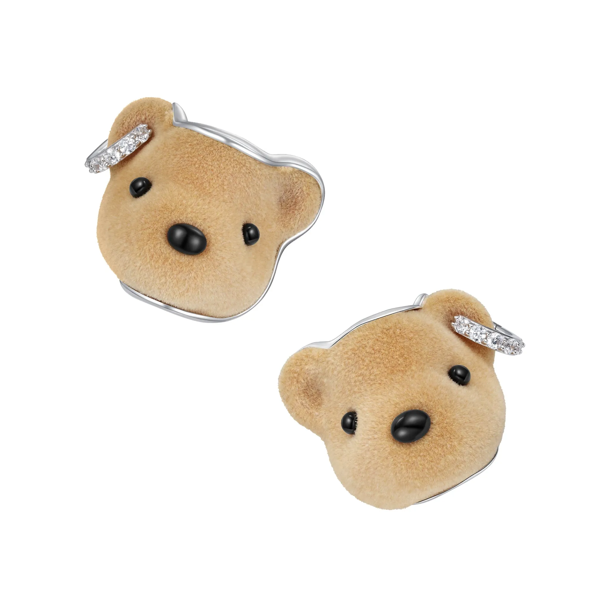 Paradise / Flocked Bear Head Earring