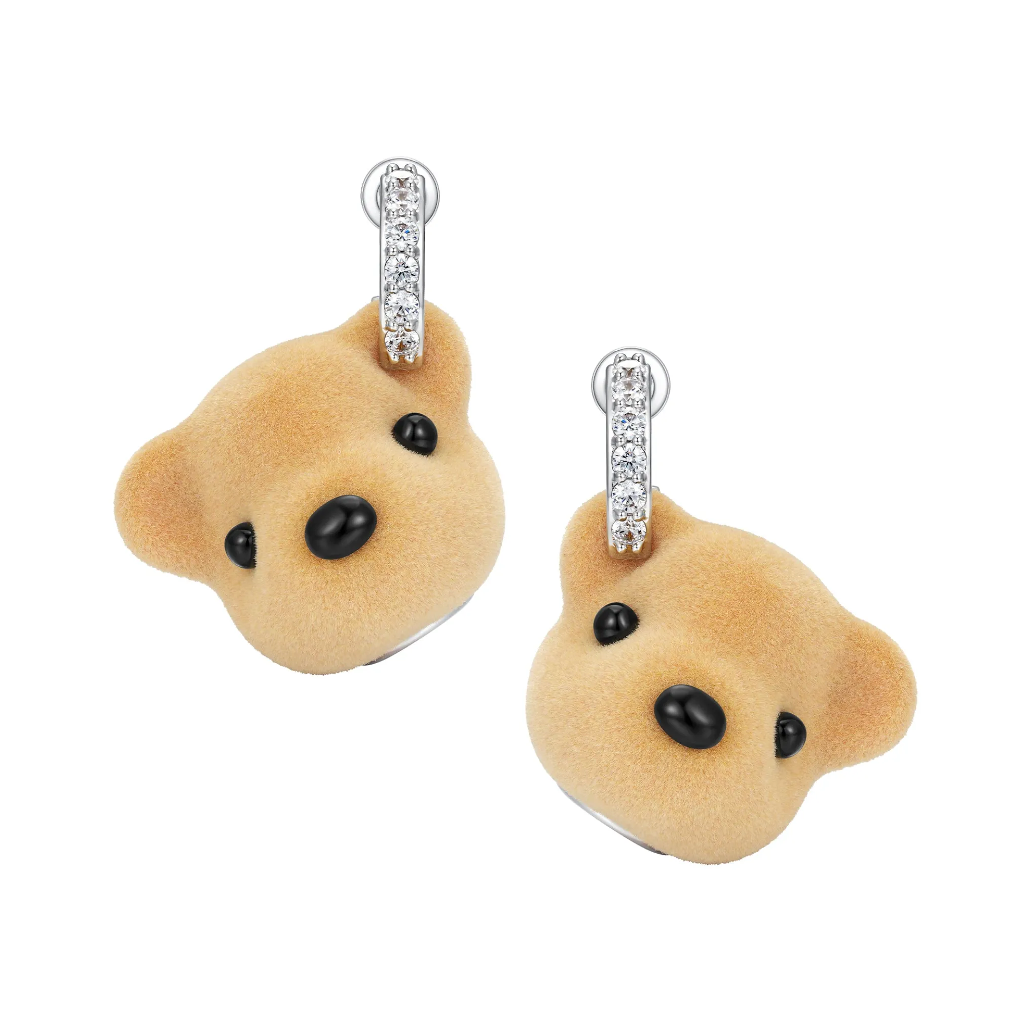 Paradise / Flocked Bear Head Gemstone Earring