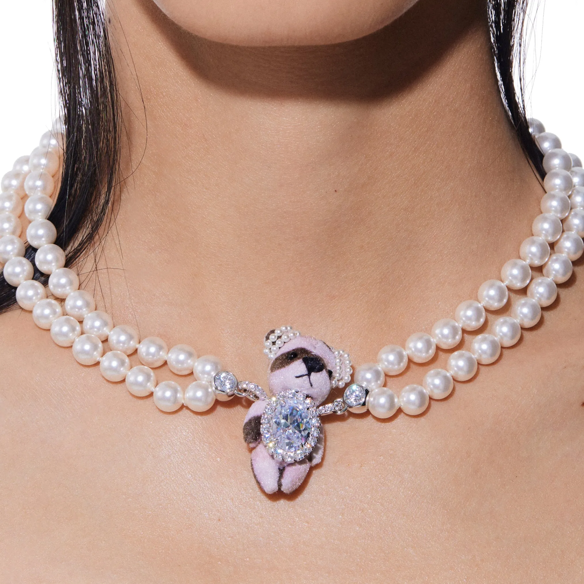 Paradise / Polka Dot Plush Bear Necklace