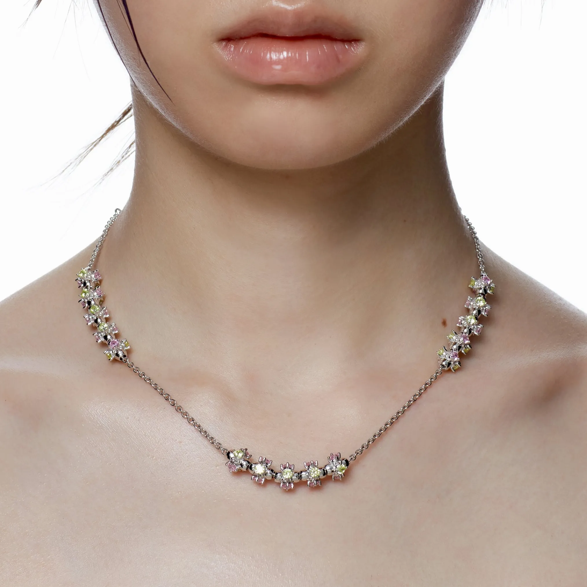 Ripple / Colorful Chain Gem Bead Necklace