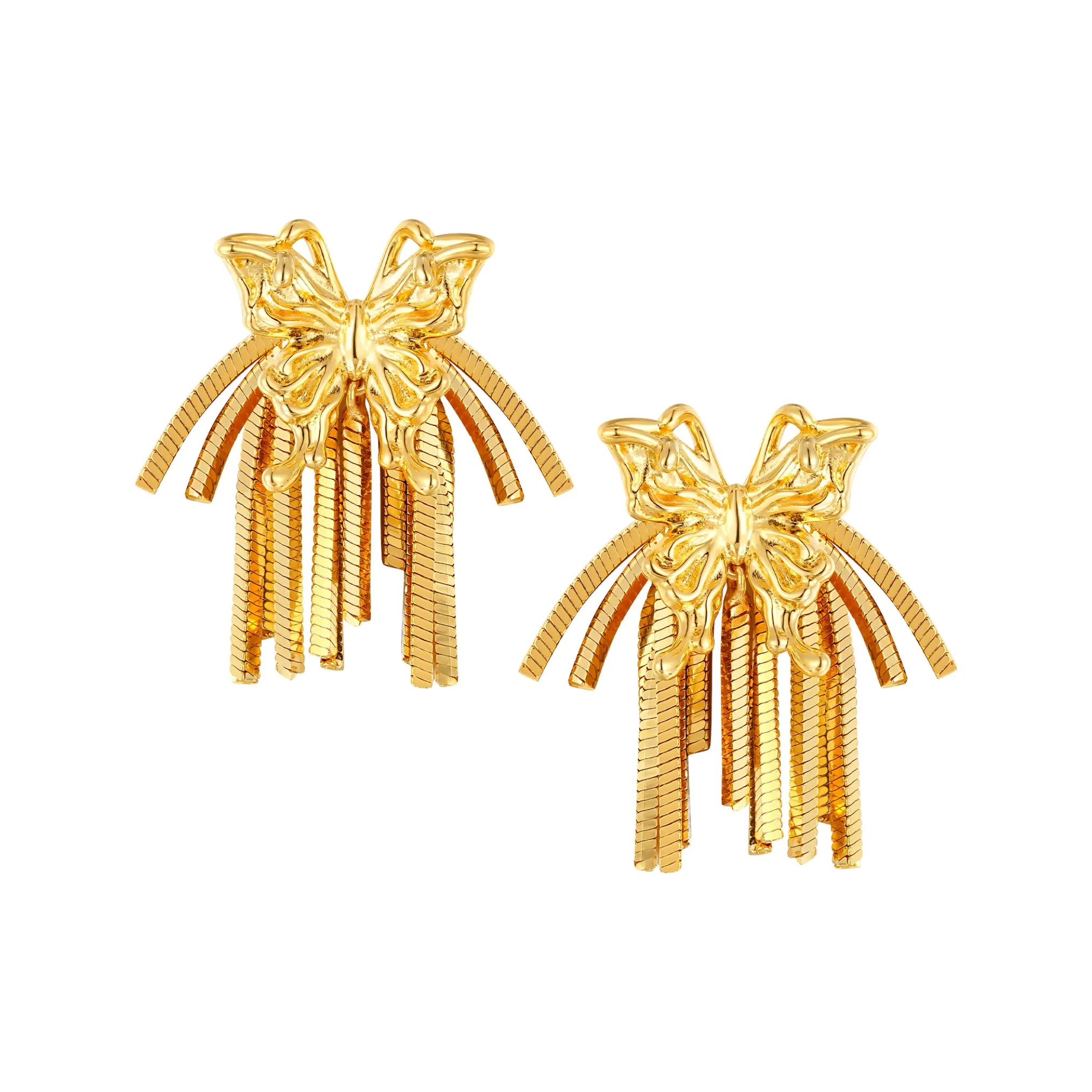 Ripple / Butterfly Short Tassel Earrings