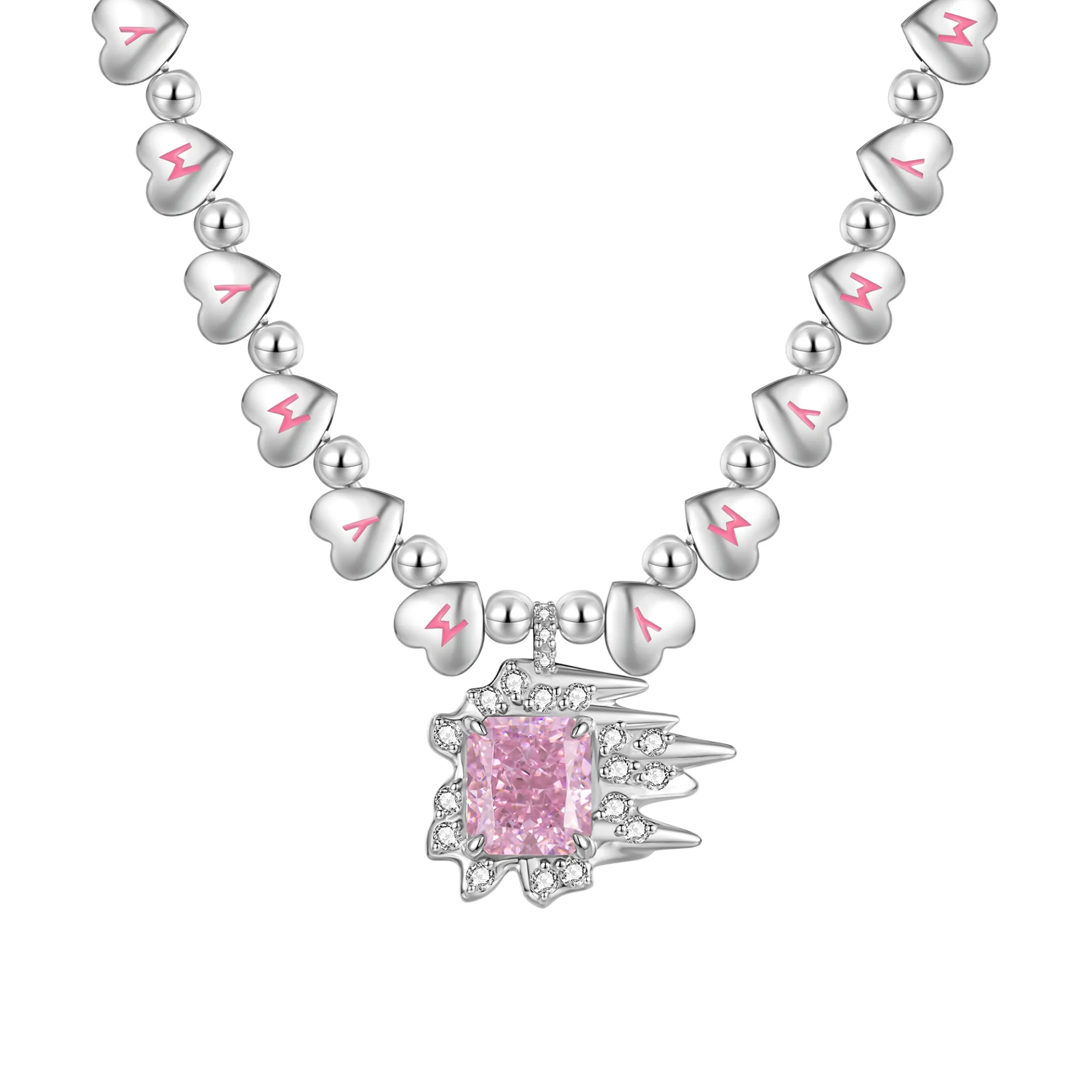 Ripple / Heart Shaped Chain Ripple Pendant Necklace