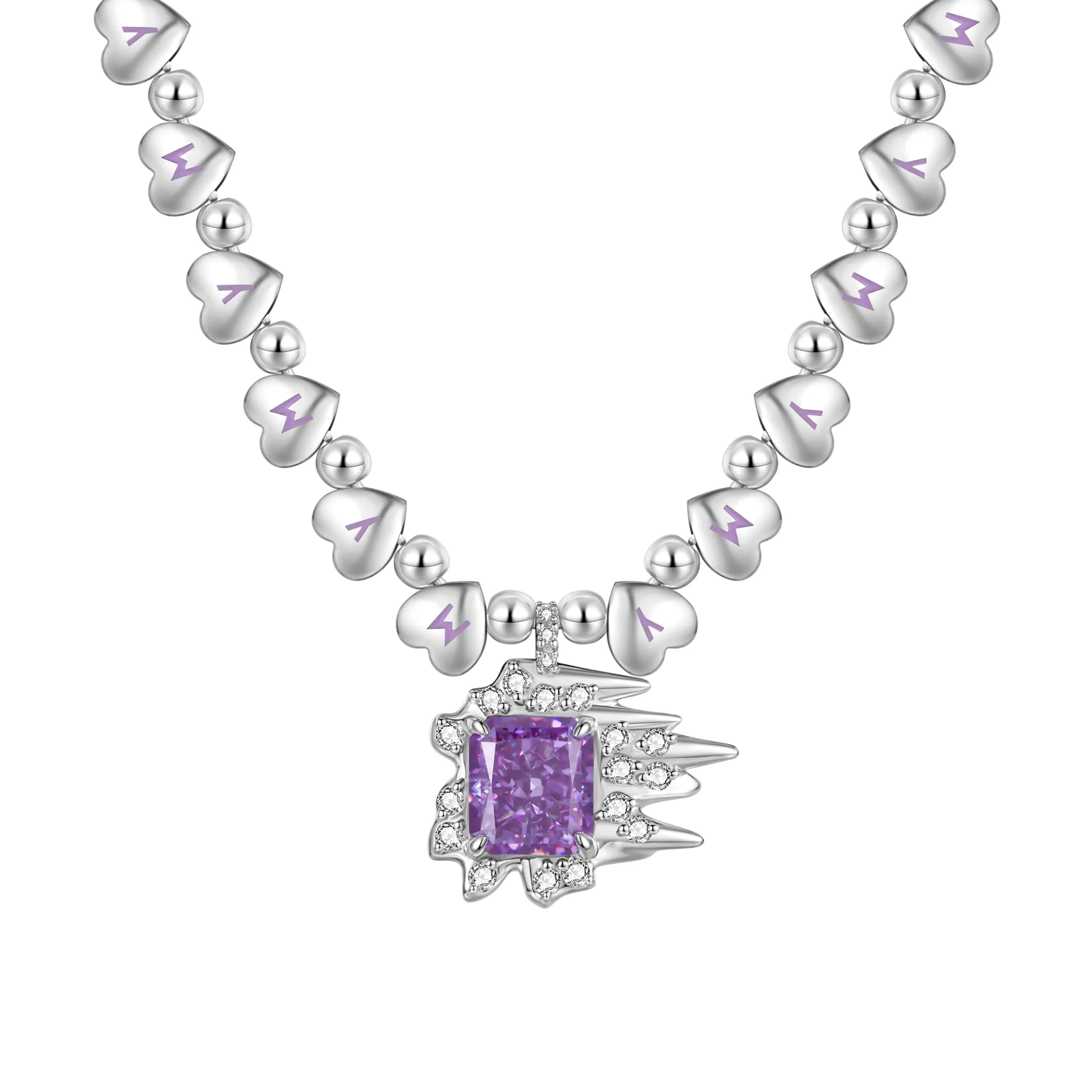 Ripple / Heart Shaped Chain Ripple Pendant Necklace