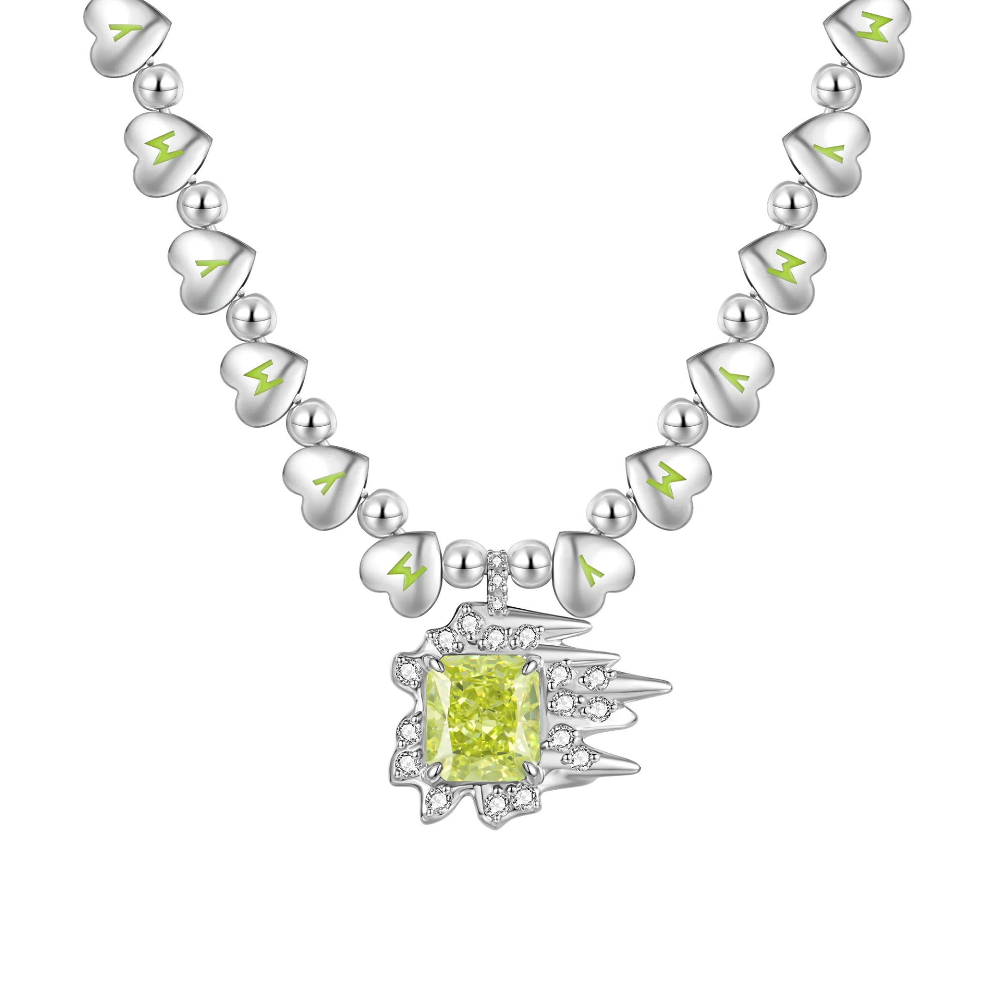 Ripple / Heart Shaped Chain Ripple Pendant Necklace