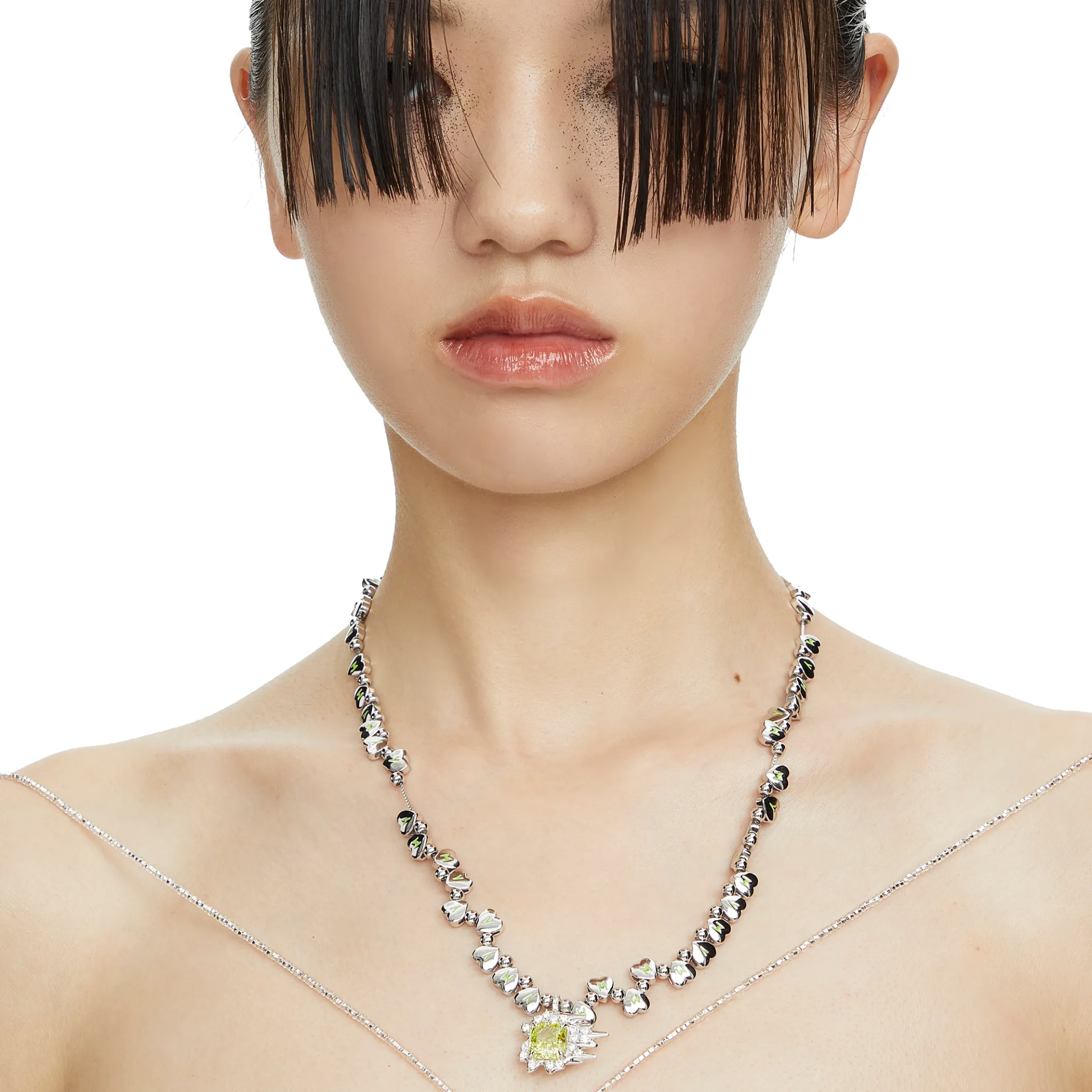 Ripple / Heart Shaped Chain Ripple Pendant Necklace