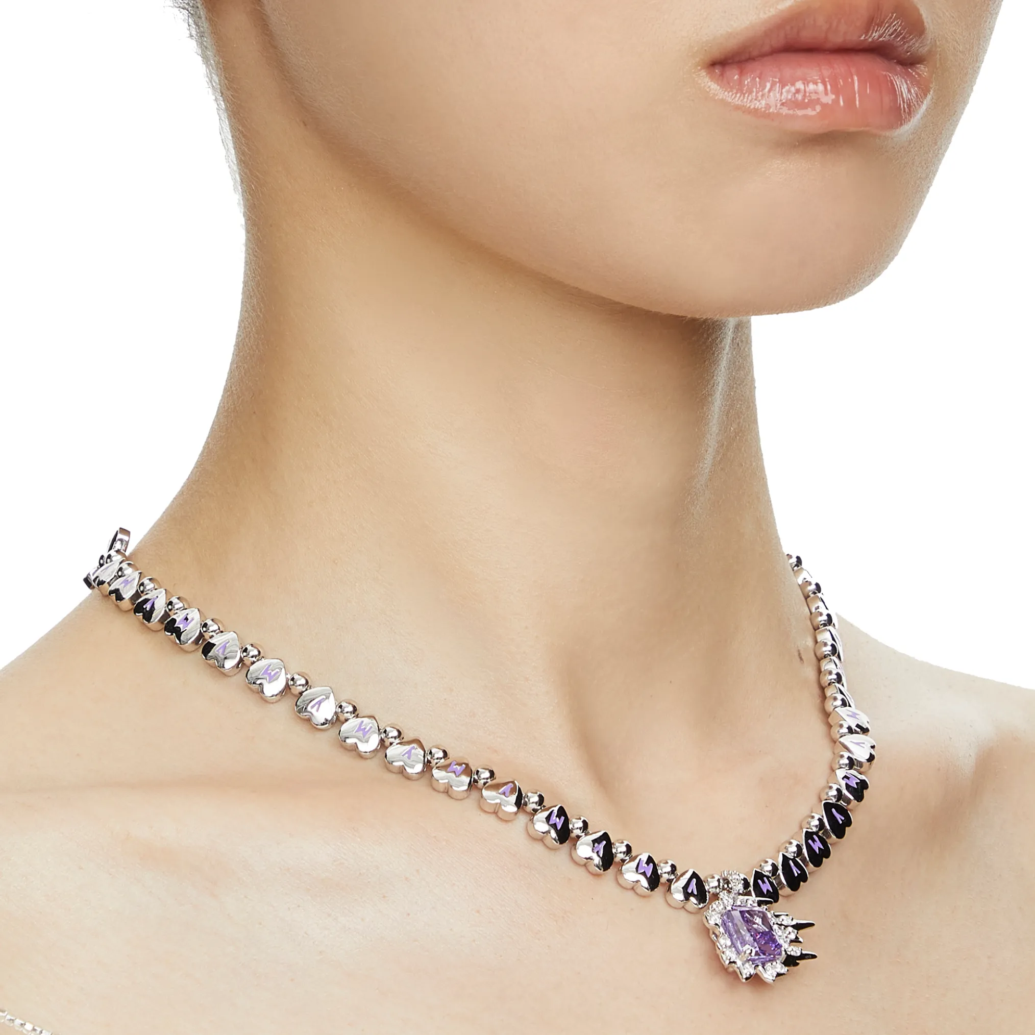 Ripple / Heart Shaped Chain Ripple Pendant Necklace