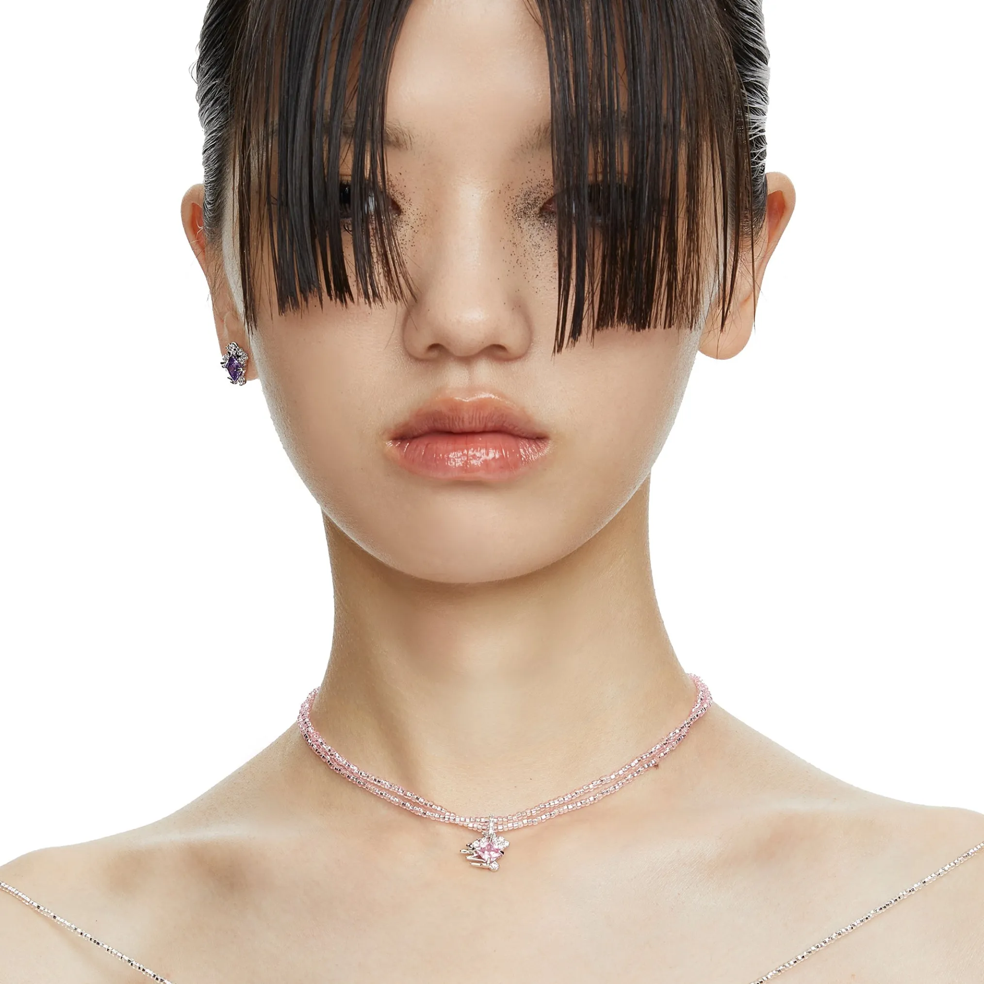 Ripple / Multi-color Rhombic zircon Necklace