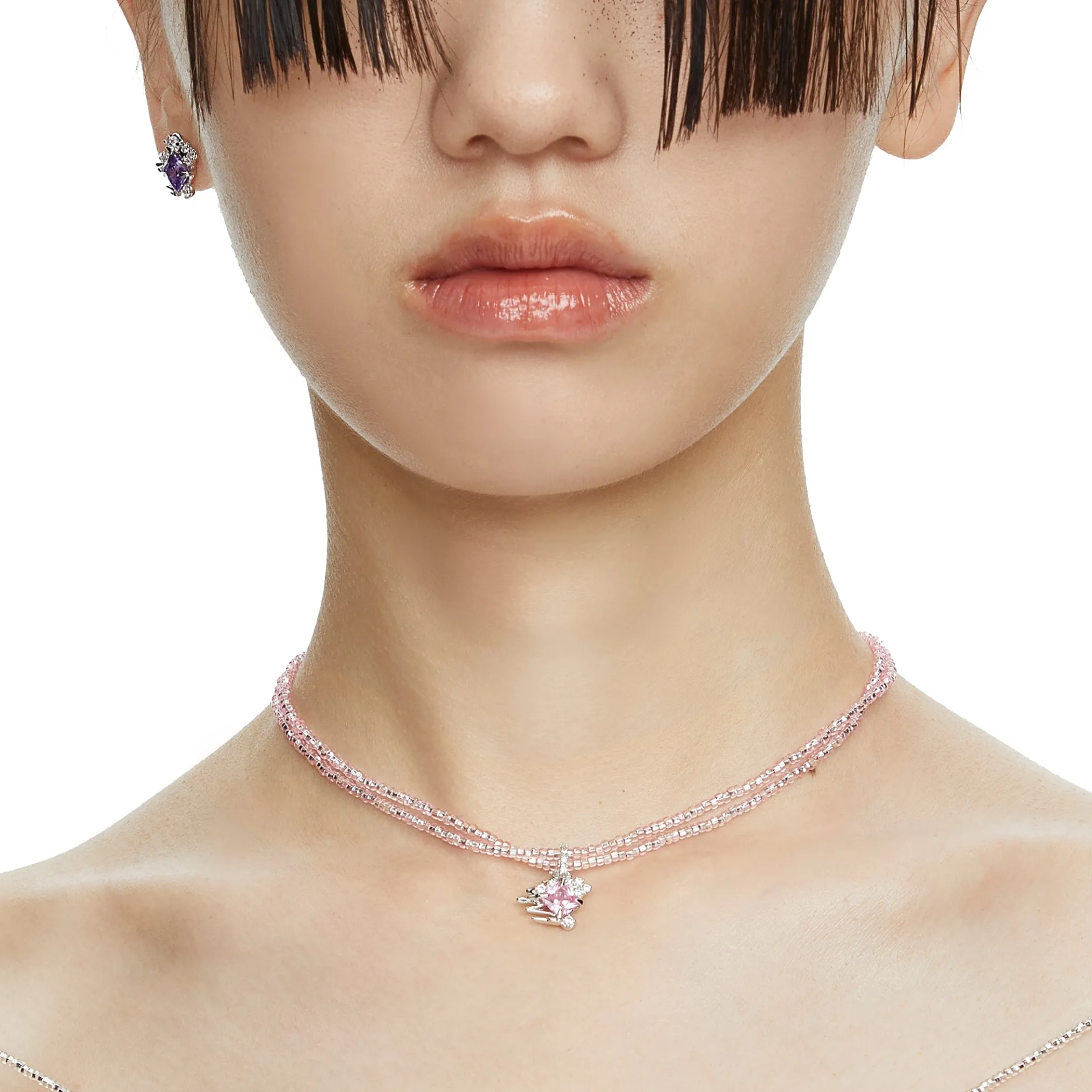 Ripple / Multi-color Rhombic zircon Necklace