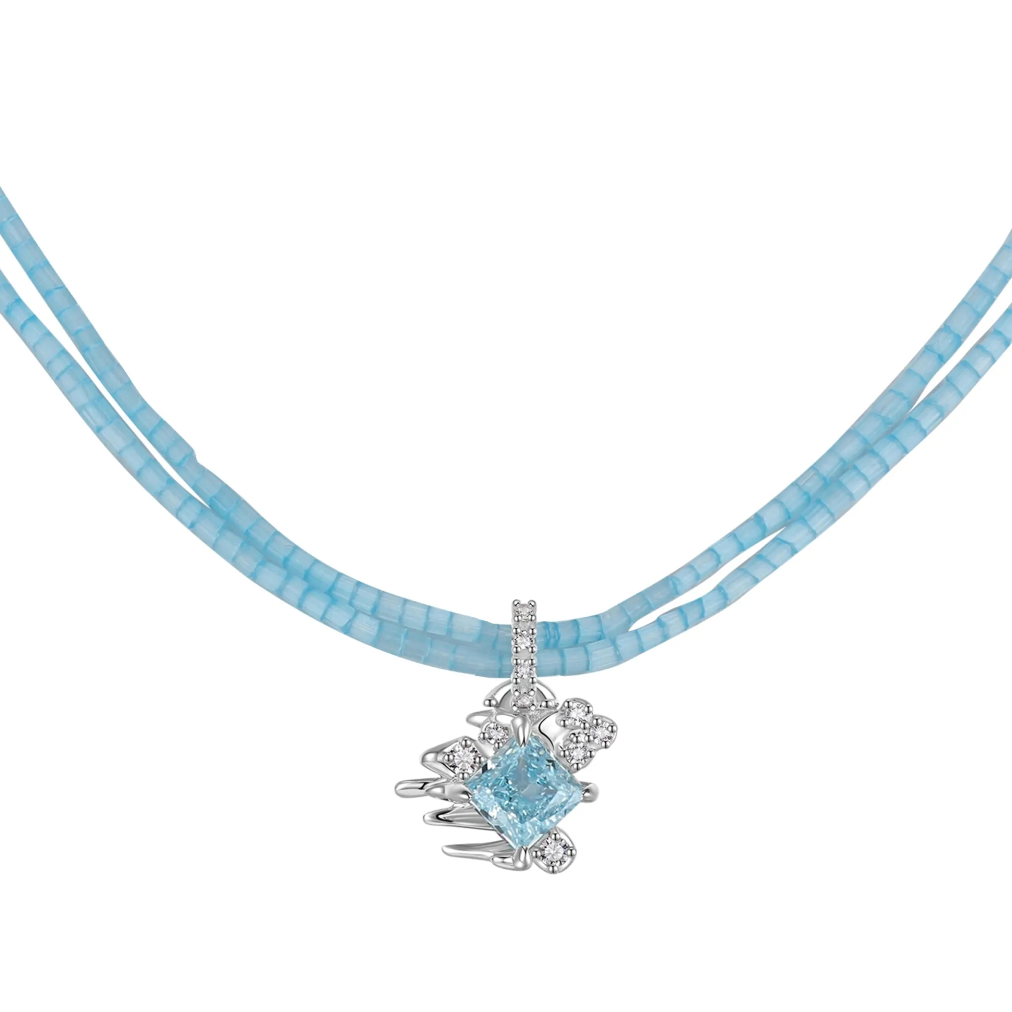 Ripple / Multi-color Rhombic zircon Necklace