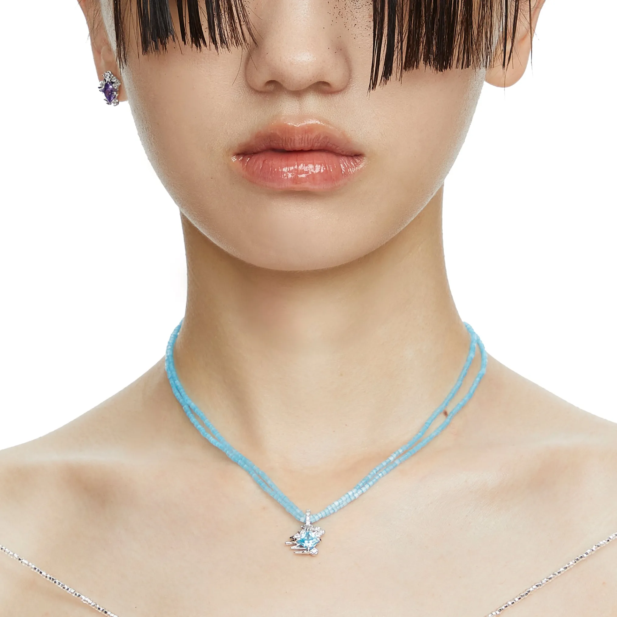 Ripple / Multi-color Rhombic zircon Necklace