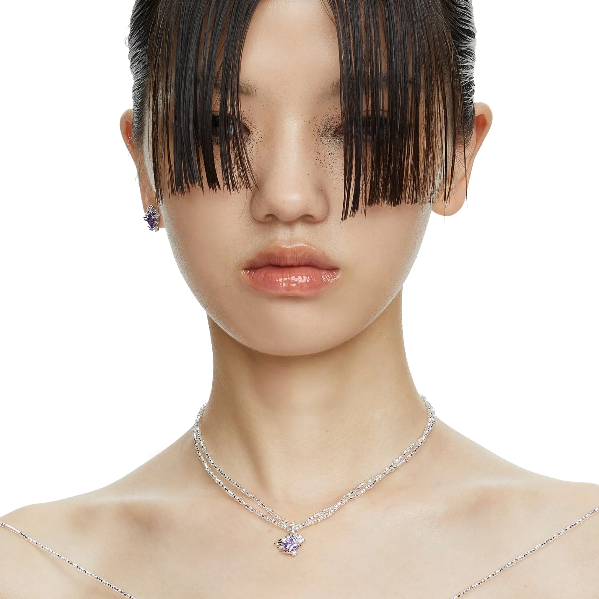 Ripple / Multi-color Rhombic zircon Necklace