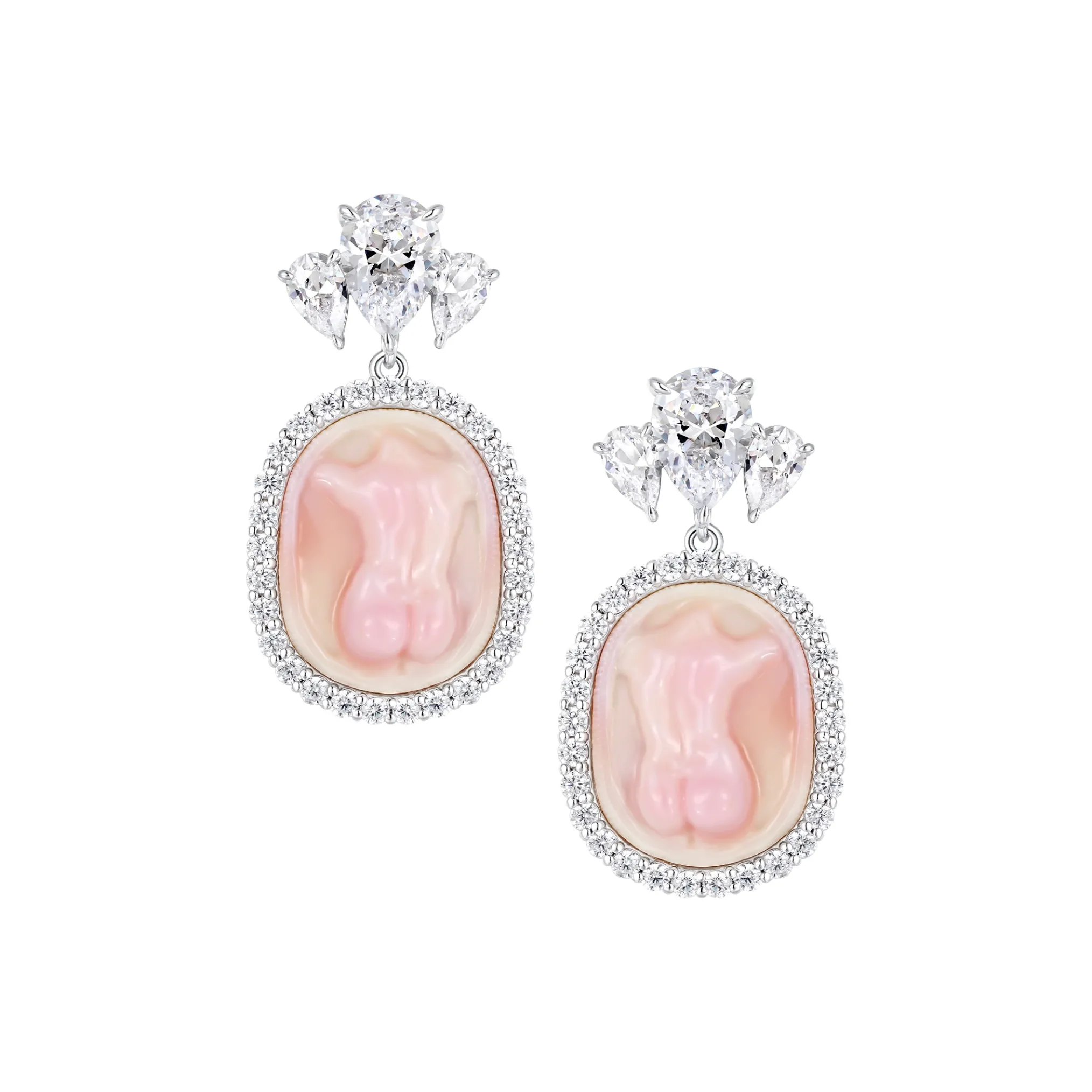 YVMIN X SHUSHUTONG / Shell Sculpture Back Gemstone Earrings