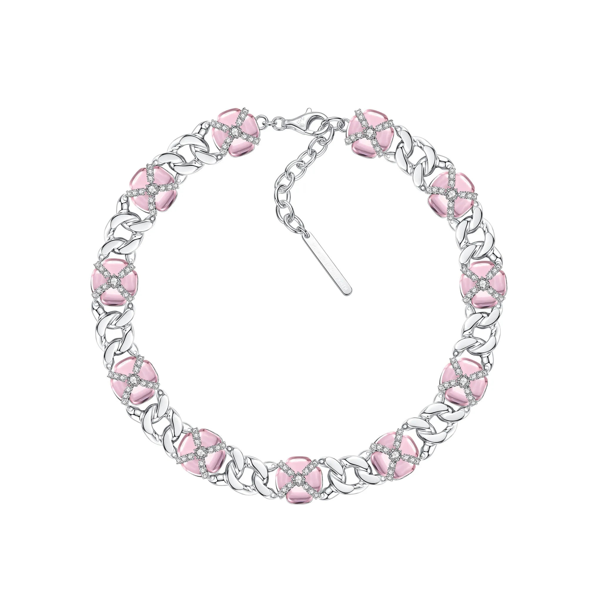 YVMIN X SHUSHUTONG / Natural Gemstone Cross Flower Chain Necklace